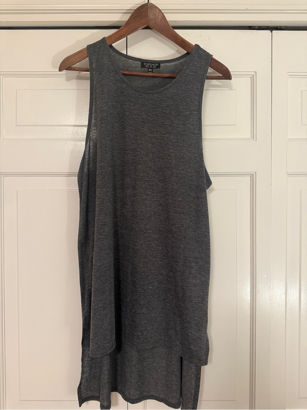 Topshop Dark Gray Sleeveless Tunic Tank